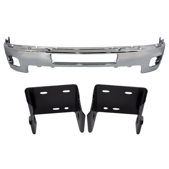 3-Piece Kit, Front Bumper, Chrome, Includes (1) Bumper and (2) Bumper Bracket