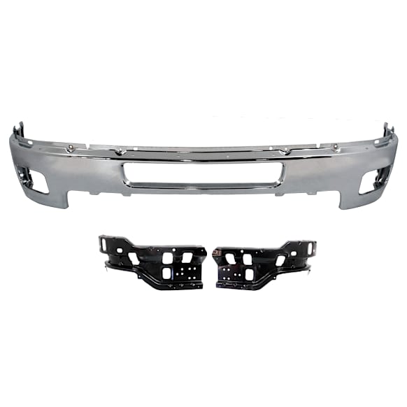 3-Piece Kit, Front Bumper, Chrome, Includes (1) Bumper and (2) Bumper Bracket