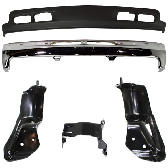 2000 Chevrolet Silverado 1500 Base - 3-Piece Kit Front Bumper, RWD, Chrome, Includes (1) Bumper, (3) Bumper Bracket, and (1) Valance
