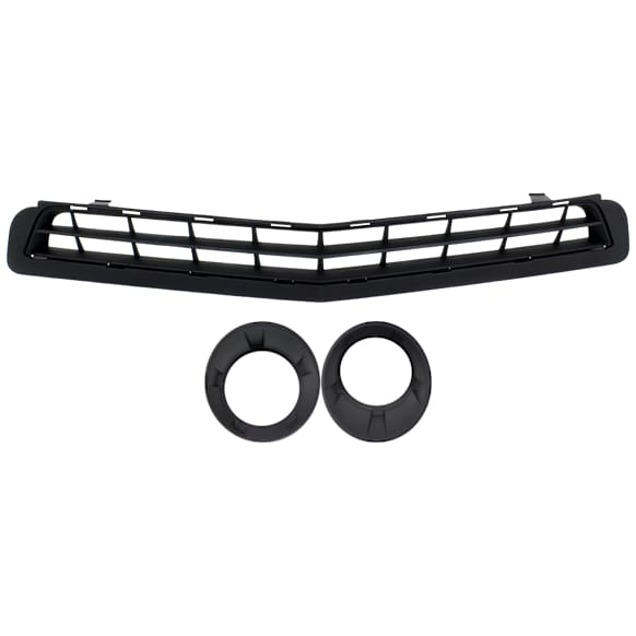3-Piece Kit Bumper Grille, Black, Includes (1) Bumper Grille and (2) Fog Light Trim