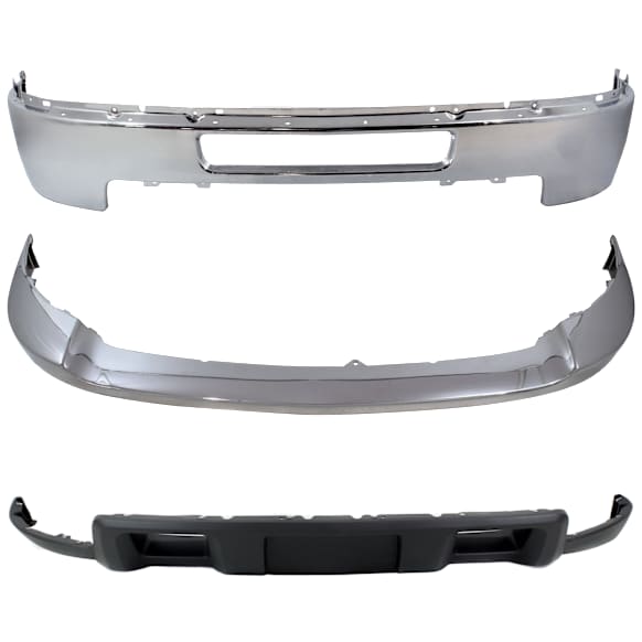 2011 Chevrolet Silverado 2500 HD - 3-Piece Kit Front Bumper, Chrome, Includes (1) Bumper, (1) Bumper Trim, and (1) Valance