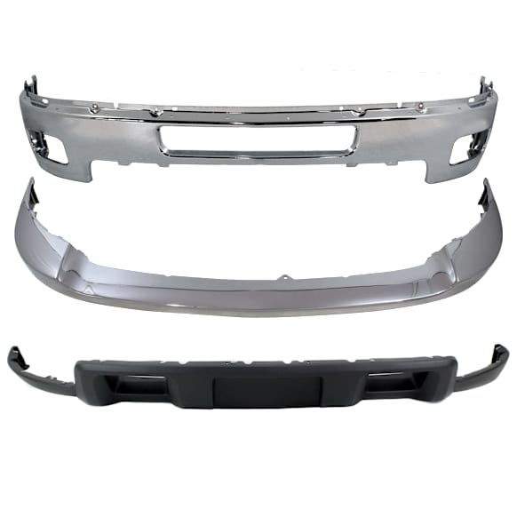 2011 Chevrolet Silverado 2500 HD - 3-Piece Kit Front Bumper, Chrome, Includes (1) Bumper, (1) Bumper Trim, and (1) Valance