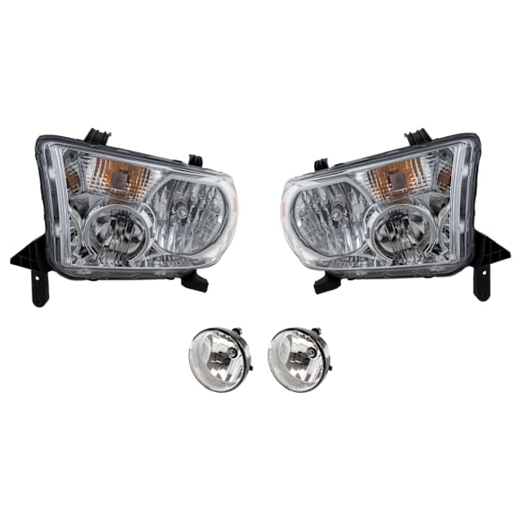 2012 Toyota Tundra - 4-Piece Kit Halogen Headlight, With bulb(s), OE Replacement,  Includes (2) Headlight and (2) Fog Light