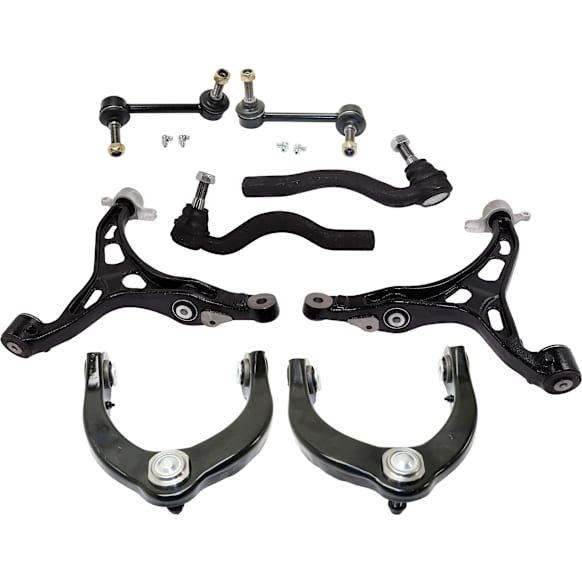 8-Piece Kit Control Arm Includes (4) Control Arm, (2) Sway Bar Link, and (2) Tie Rod End