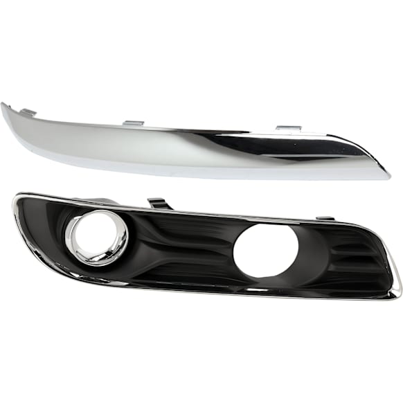 2011-2014 Chrysler 300 - 2-Piece Kit Front, Passenger Side Fog Light Trim, For Models With Adaptive Cruise Control, Black and Chrome, includes (1) Bumper Trim and (1) Fog Light Trim
