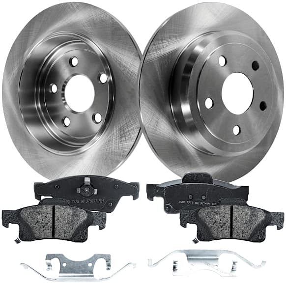 2-Wheel Set Rear Brake Disc and Pad Kit, Plain Surface 5 Lugs 329.95 mm Ceramic Pro-Line Series, Includes (1) Brake Pad Set and (2) Brake Disc