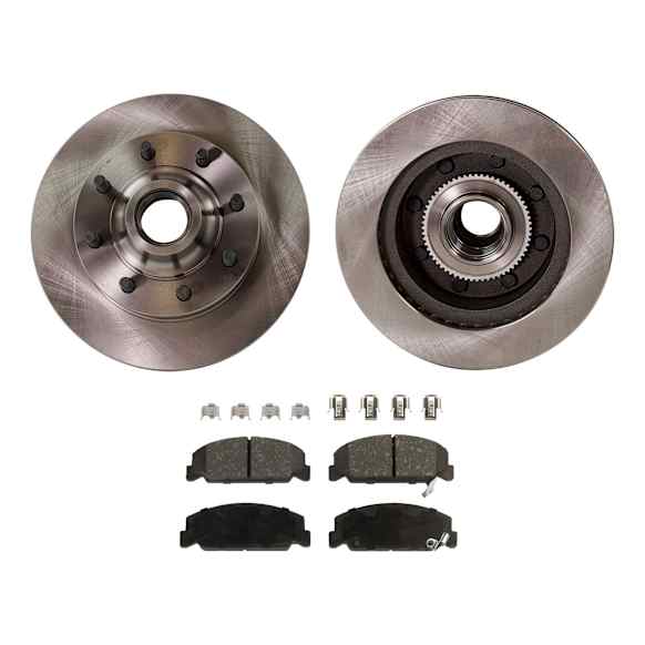 2-Wheel Set Front Brake Disc and Pad Kit, Plain Surface 8 Lugs 330.96 mm Semi-metallic Pro-Line Series, Includes (2) Disc and (1) Pad Set