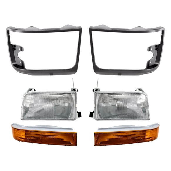 6-Piece Kit Front, Driver and Passenger Side Halogen Headlight, Includes (2) Headlight, (2) Headlight Door, and (2) Turn Signal Light