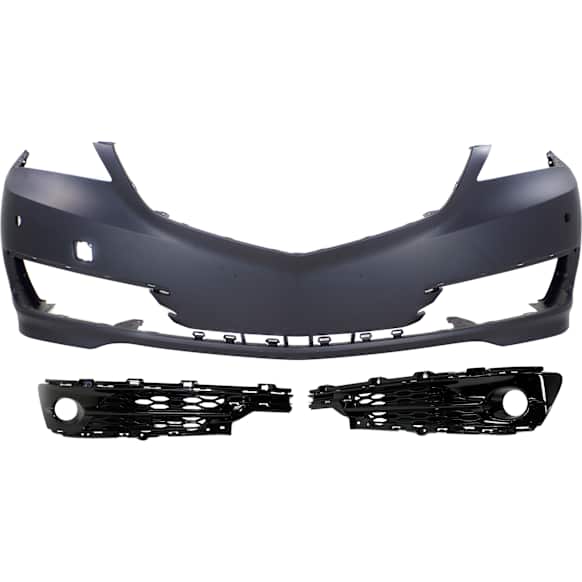 3-Piece Kit, Front Primed Bumper Cover, Includes (1) Bumper Cover and (2) Fog Light Trim