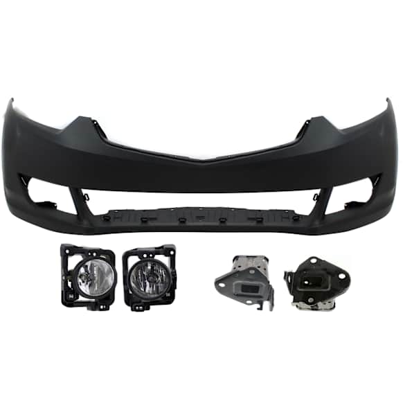 5-Piece Kit, Front Primed Bumper Cover, Includes (2) Bumper Bracket, (1) Bumper Cover, and (2) Fog Light