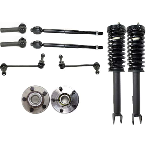10-Piece Kit Suspension Kit, Includes (2) Sway Bar Link, (4) Tie Rod End, (2) Wheel Hub and (2) Shock Absorber and Strut Assembly