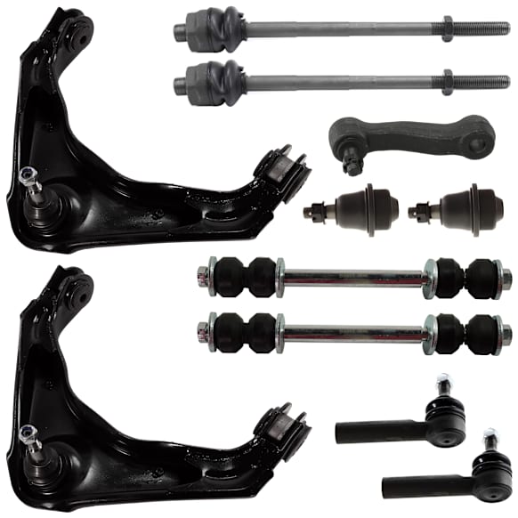 11-Piece Kit Front Suspension Kit, Includes (2) Ball Joint, (2) Control Arm, (1) Idler Arm, (2) Sway Bar Link, and (4) Tie Rod End