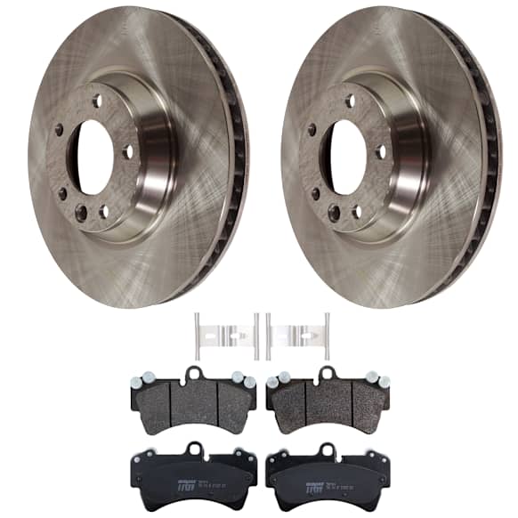 KIT-072724-19 2-Wheel Set Front Brake Disc and Pad Kit, Plain Surface 5 Lugs 350.01 mm Semi-metallic, Includes (2) Brake Disc and (1) Brake Pad Set