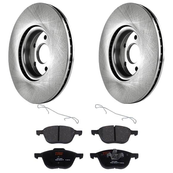 KIT-072924-1093 2-Wheel Set Front Brake Disc and Pad Kit, Plain Surface 5 Lugs 299.97 mm Ceramic, Includes (2) Brake Disc and (1) Brake Pad Set