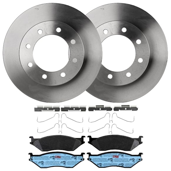 KIT-072924-1404 2-Wheel Set Front Brake Disc and Pad Kit, Plain Surface 8 Lugs 369.06 mm Semi-metallic, Includes (2) Brake Disc and (1) Brake Pad Set