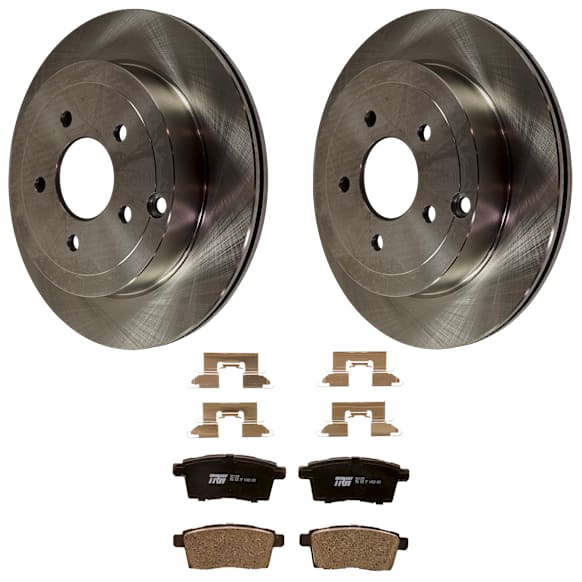 KIT-072924-1580 2-Wheel Set Rear Brake Disc and Pad Kit, Plain Surface 5 Lugs 302.01 mm Ceramic, Includes (1) Brake Pad Set and (2) Brake Disc
