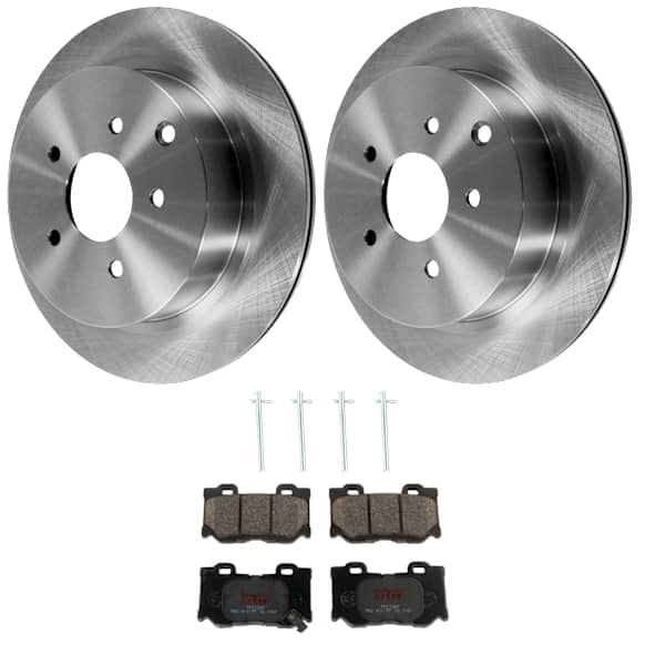 KIT-072924-3258 2-Wheel Set Rear Brake Disc and Pad Kit, Plain Surface 5 Lugs 308 mm Semi-metallic, Includes (1) Brake Pad Set and (2) Brake Disc