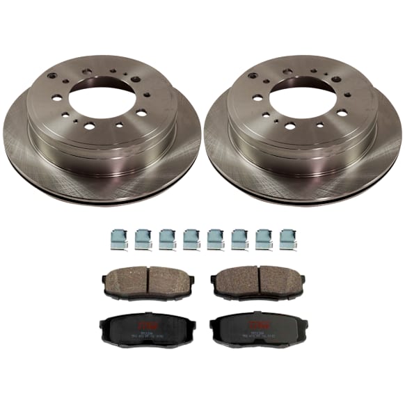 KIT-072924-3549 2-Wheel Set Rear Brake Disc and Pad Kit, Plain Surface 5 Lugs 344.93 mm Ceramic, Includes (1) Brake Pad Set and (2) Brake Disc