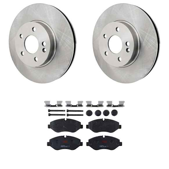 KIT-072924-3885 2-Wheel Set Front Brake Disc and Pad Kit, Plain Surface 5 Lugs 299.97 mm Semi-metallic, Includes (1) Brake Pad Set and (2) Brake Disc