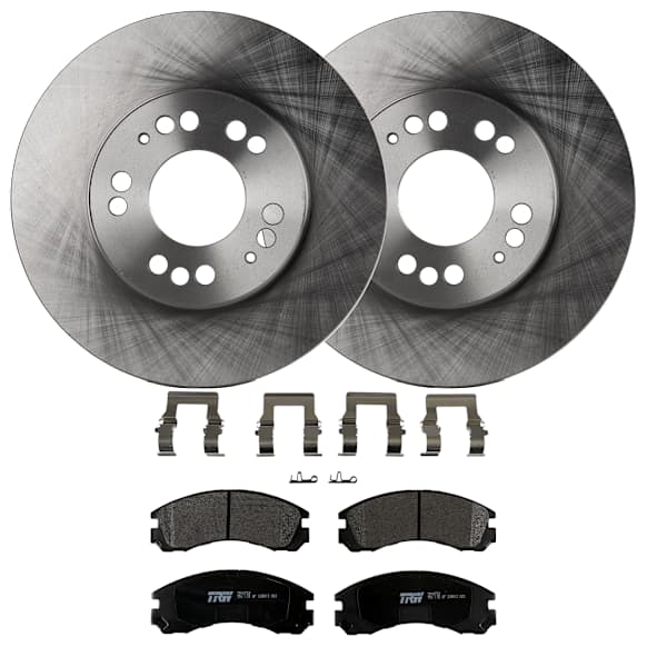 KIT-072924-4077 2-Wheel Set Front Brake Disc and Pad Kit, Plain Surface 5 Lugs 275.84 mm Semi-metallic, Includes (2) Brake Disc and (1) Brake Pad Set