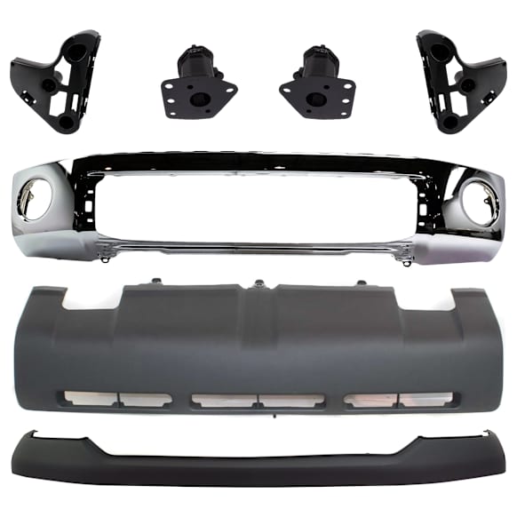7-Piece Kit, Bumper, Chrome, Includes (1) Bumper, (4) Bumper Bracket, (1) Bumper Cover, and (1) Valance