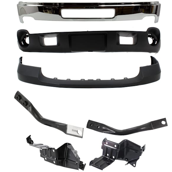 7-Piece Kit, Bumper, Chrome, Includes (1) Bumper, (4) Bumper Bracket, (1) Bumper Cover, and (1) Valance