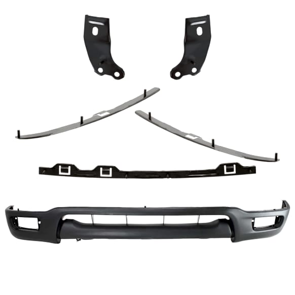 2004 Toyota Tacoma - 7-Piece Kit Front Bumper, 4WD, Chrome, Includes (1) Bumper, (2) Bumper Bracket, (3) Bumper Retainer, and (1) Valance