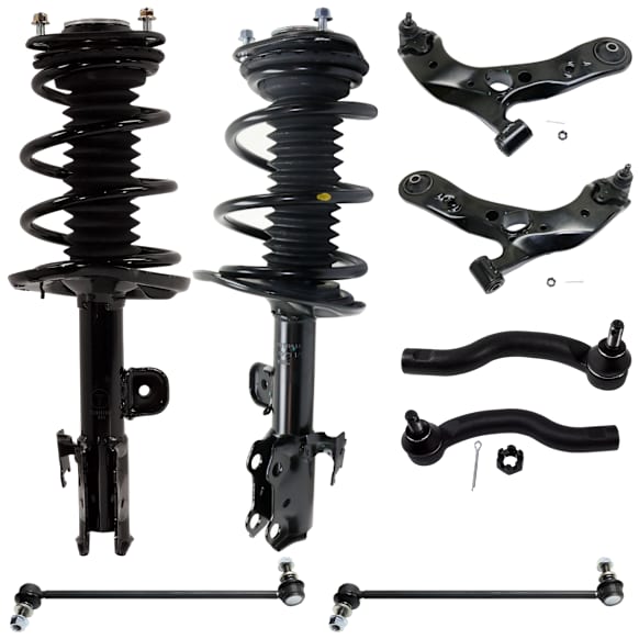 8-Piece Kit Front Suspension Kit, Includes (2) Control Arm, (2) Loaded Strut, (2) Sway Bar Link, and (2) Tie Rod End