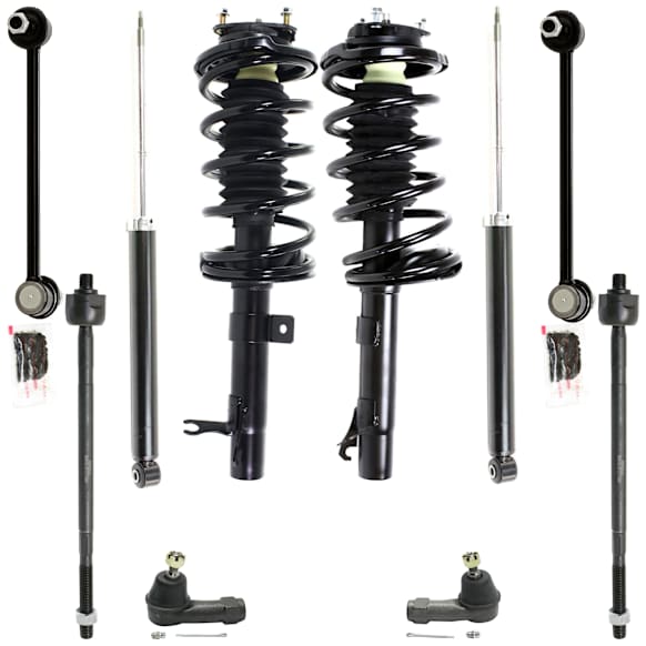 10-Piece Kit Front and Rear, Driver and Passenger Side, Inner and Outer Shock and Fully Loaded Strut, Includes (4) Shock Absorber and Strut Assembly, (4) Tie Rod End and (2) Sway Bar Link