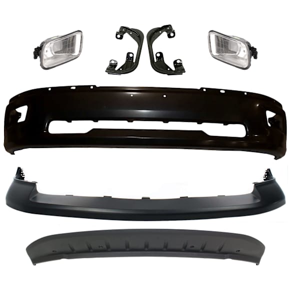 2012 Ram 1500 Tradesman - 6-Piece Kit Front Bumper, For Models Without Sport Package, Type 2, Paint to Match, Includes (1) Bumper, (1) Bumper Cover, (2) Fog Light, (2) Fog Light Bracket, and (1) Valance