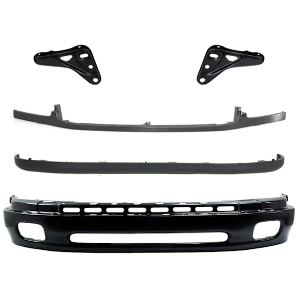 2002 Toyota Tundra - 6-Piece Kit Front, Lower Bumper, For Models With Steel , Painted Black,  Includes (1) Bumper, (2) Bumper Bracket, (1) Bumper Cover, (1) Bumper Trim, and (1) Valance