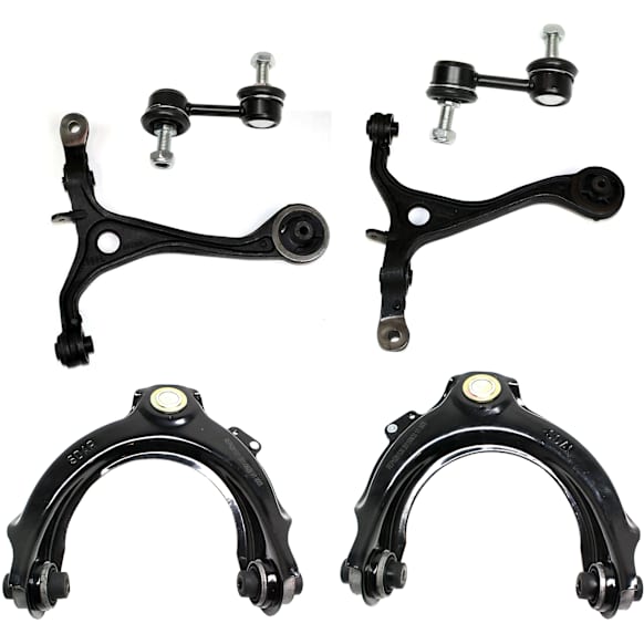 6-Piece Kit Front, Driver and Passenger Side, Upper and Lower Control Arms, Includes (4) Control Arm and (2) Sway Bar Link