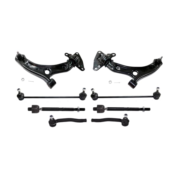 8-Piece Kit Control Arm Includes (2) Control Arm, (2) Sway Bar Link, and (4) Tie Rod End
