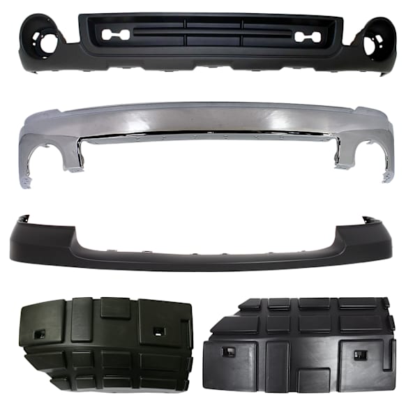 5-Piece Kit, Bumper, Chrome, Includes (1) Bumper, (1) Bumper Cover, (2) Bumper Retainer, and (1) Valance