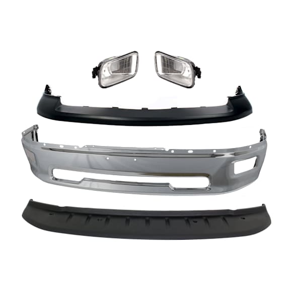 2011-2012 Ram 1500 - 5-Piece Kit, Bumper, For Models Without Sport Package, Chrome, Includes (1) Bumper, (1) Bumper Cover, (2) Fog Light, and (1) Valance