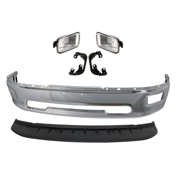 2012 Ram 1500 - 5-Piece Kit Front Bumper, For Models Without Sport Package, Type 2, Chrome, Includes (1) Bumper, (2) Fog Light, (2) Fog Light Bracket, and (1) Valance