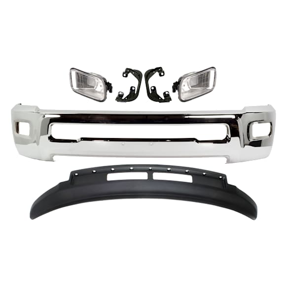 2015 Ram 2500 Laramie Longhorn - 5-Piece Kit Front Bumper, For Models Without Off-Road Package, Chrome, Includes (1) Bumper, (2) Fog Light, (2) Fog Light Bracket, and (1) Valance