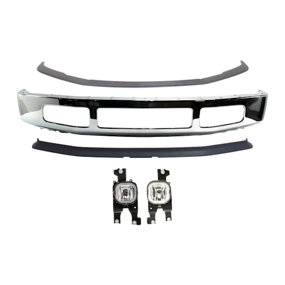 5-Piece Kit, Bumper, Chrome, Includes (1) Bumper, (1) Bumper Trim, (2) Fog Light, and (1) Valance
