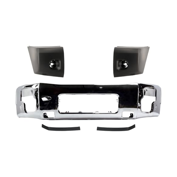 2008-2015 Nissan Titan - 5-Piece Kit, Front Bumper, Chrome, Includes (1) Bumper, (2) Bumper End, and (2) Bumper Trim