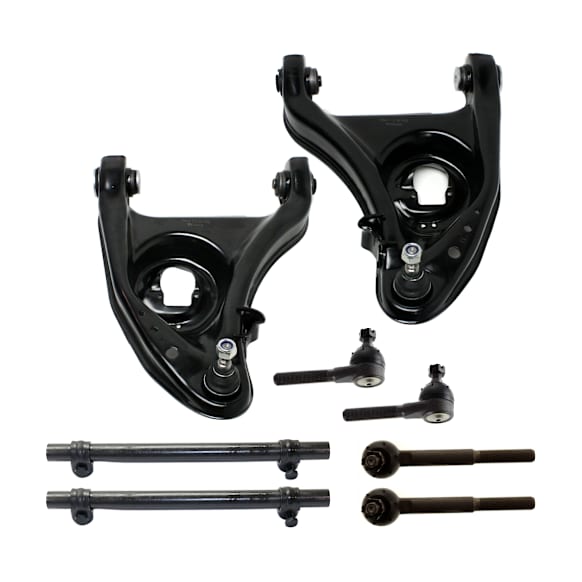 8-Piece Kit Control Arm Includes (2) Control Arm, (2) Tie Rod Adjusting Sleeve, and (4) Tie Rod End