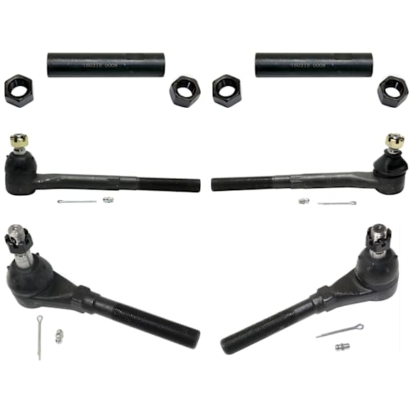 6-Piece Kit Tie Rod End, RWD Includes (2) Tie Rod Adjusting Sleeve and (4) Tie Rod End