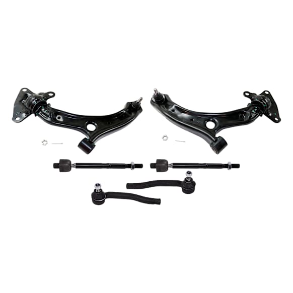 6-Piece Kit Control Arm Includes (2) Control Arm and (4) Tie Rod End