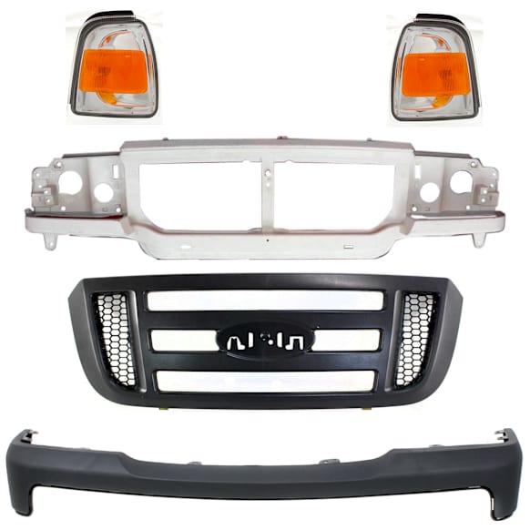 5-Piece Kit Header Panel, Includes (1) Header Panel, (1) Grille Assembly, (1) Bumper Cover and (2) Corner Light
