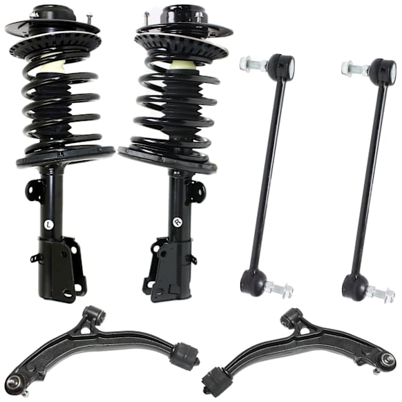 6-Piece Kit Front, Driver and Passenger Side Fully Loaded Strut, FWD, Includes (2) Control Arm, (2) Loaded Strut, and (2) Sway Bar Link