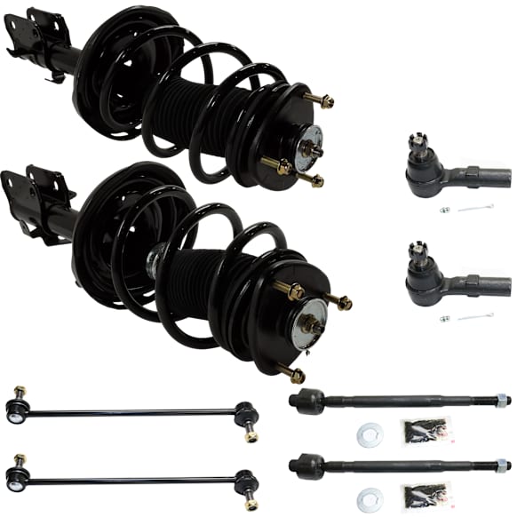 8-Piece Kit Front, Driver and Passenger Side Fully Loaded Strut, Includes (2) Loaded Strut, (2) Sway Bar Link, and (4) Tie Rod End
