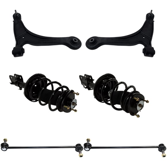 6-Piece Kit Front, Driver and Passenger Side Fully Loaded Strut, Includes (2) Control Arm, (2) Loaded Strut, and (2) Sway Bar Link