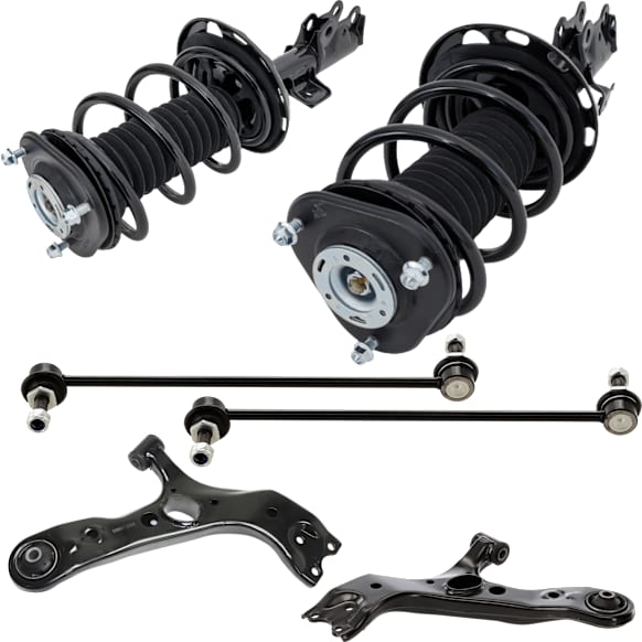 6-Piece Kit Front, Driver and Passenger Side Fully Loaded Strut, Includes (2) Control Arm, (2) Loaded Strut, and (2) Sway Bar Link