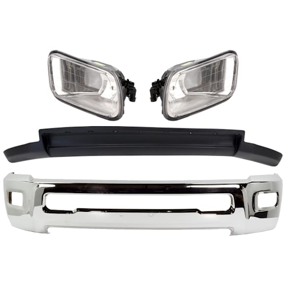 4-Piece Kit, Bumper, Chrome, Includes (1) Bumper, (2) Fog Light, and (1) Valance