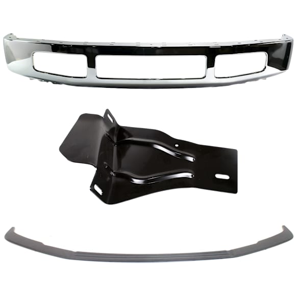4-Piece Kit Bumper Chrome, Includes (1) Bumper, (1) Bumper Trim and (2) Bumper Bracket