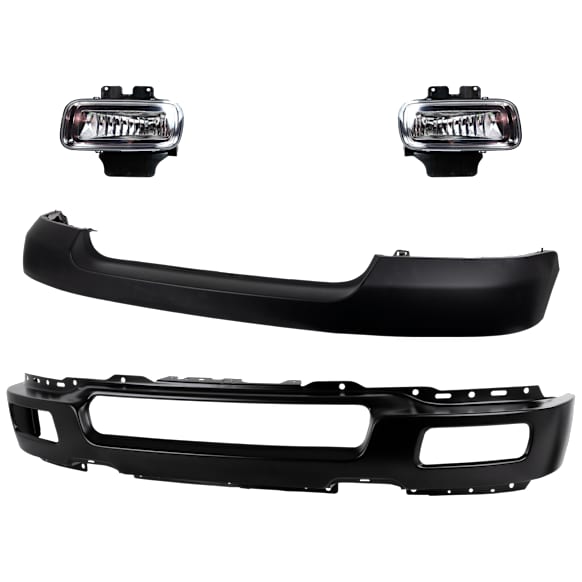 2005 Ford F-150 - 4-Piece Kit Front Bumper, For Models with Wheel Opening Moldings, Production Date To August 8 2005, Paint to Match, Includes (1) Bumper, (1) Bumper Cover, and (2) Fog Light